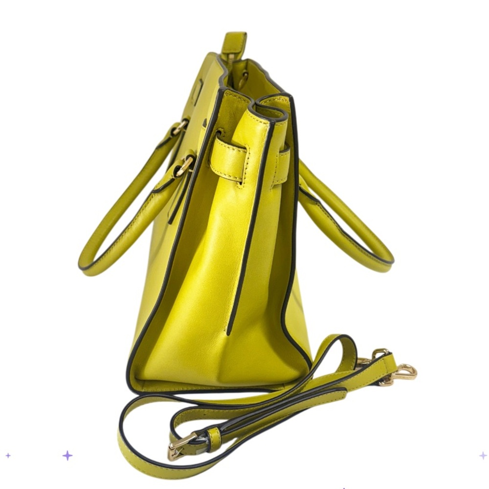 MICHAEL KORS Hamilton Yellow/Lime Green Satchel Bag Leather New Without Tags! - Picture 2 of 10